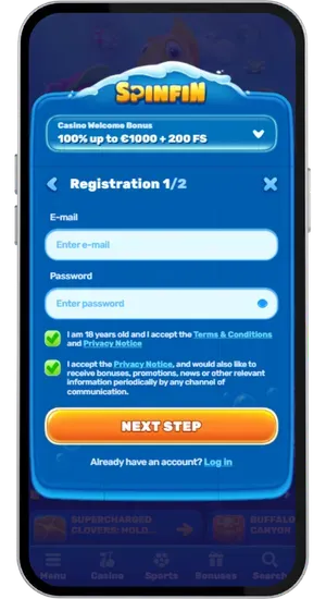 Completing the casino sign-up form, verifying the account and depositing from £10 at a UK casino
